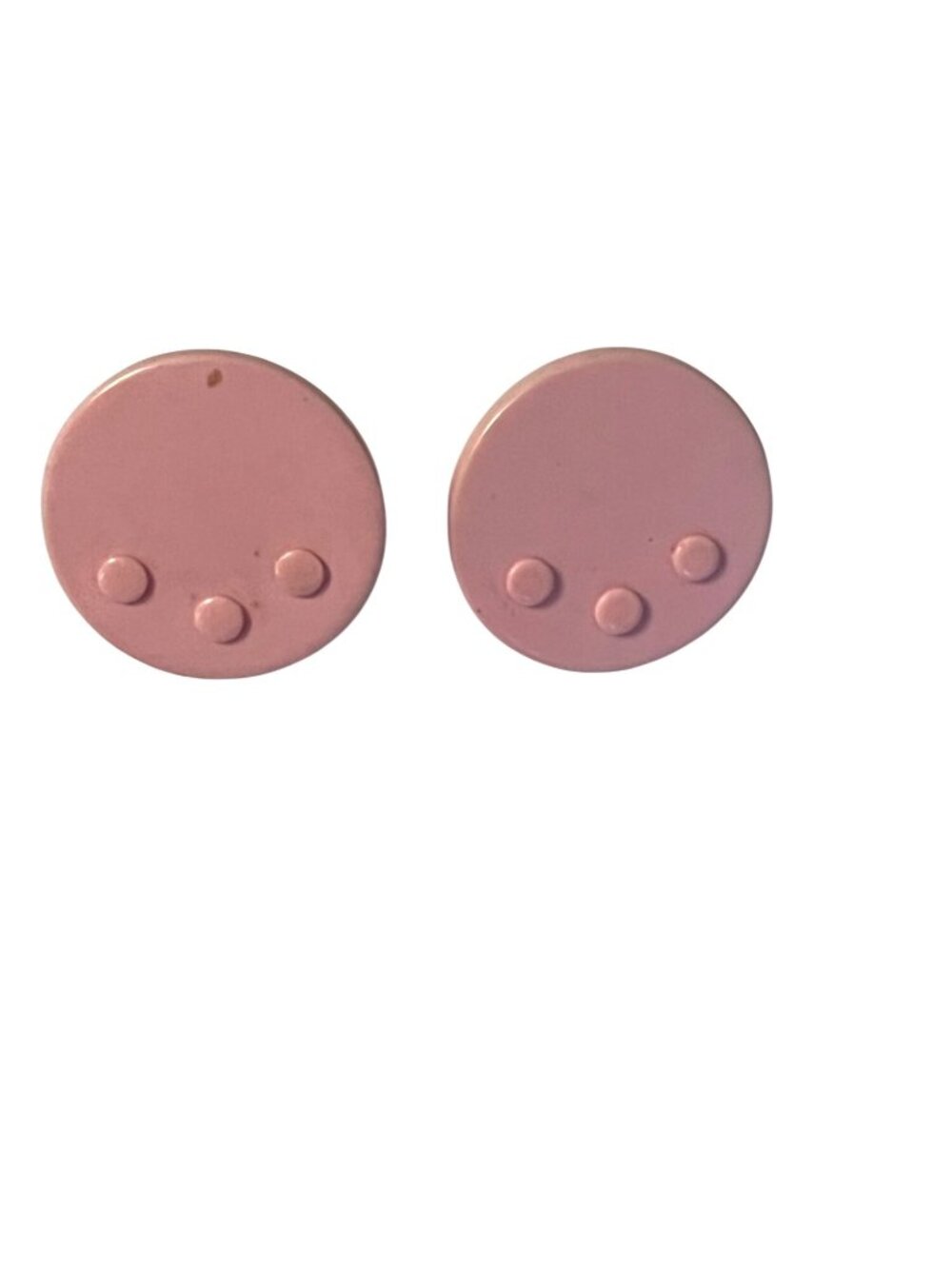 Vintage Pink Button Stud Earrings Retro Plastic Dot Design 80s Minimalist
